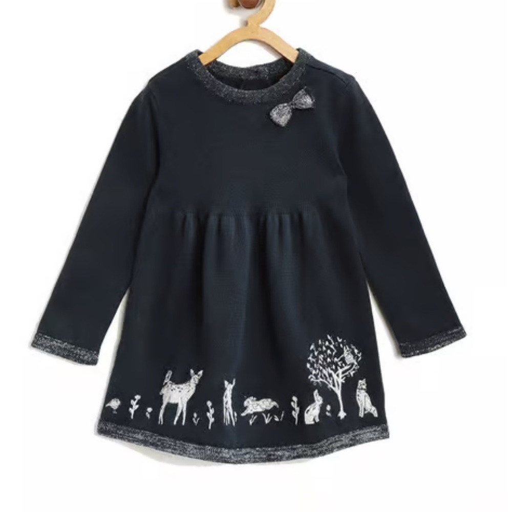 MONSOON girls navy Bambi sweater dress 2-3y